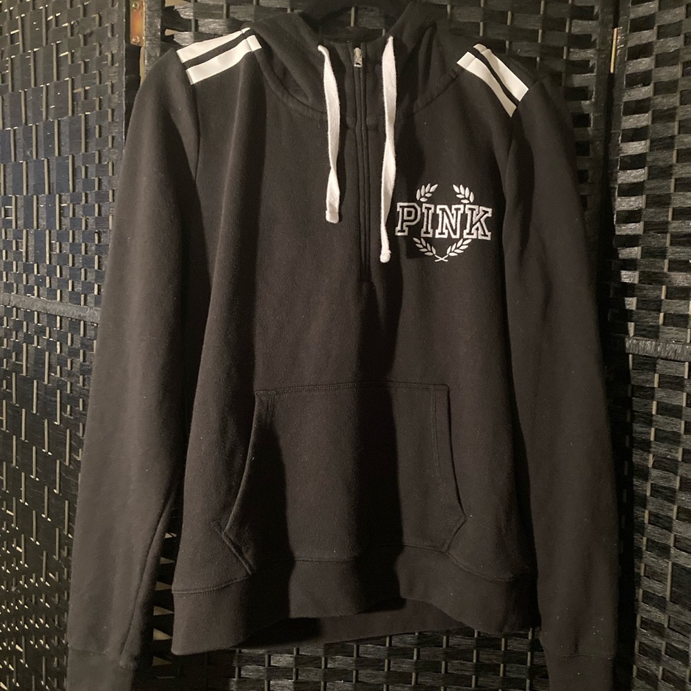 PINK Large Quarter-Zip Pullover Hooded Sweatshirt